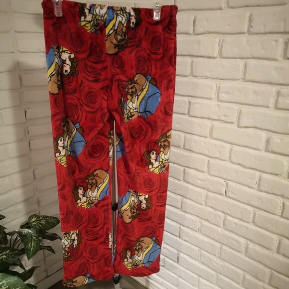 Disney Youth's Size Medium Red w/ Multi Colors Beauty & the Beast Sleep Pants - Picture 2 of 9